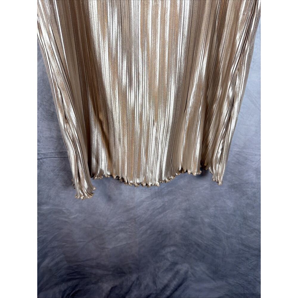 NWT Petal and Pup Liza Shimmering Gold Pleated Maxi Dress Size XL - Picture 6 of 11